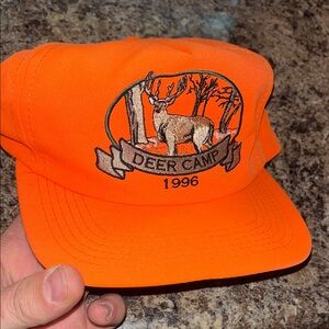 Vintage Orange Deer Camp Hat Made in USA